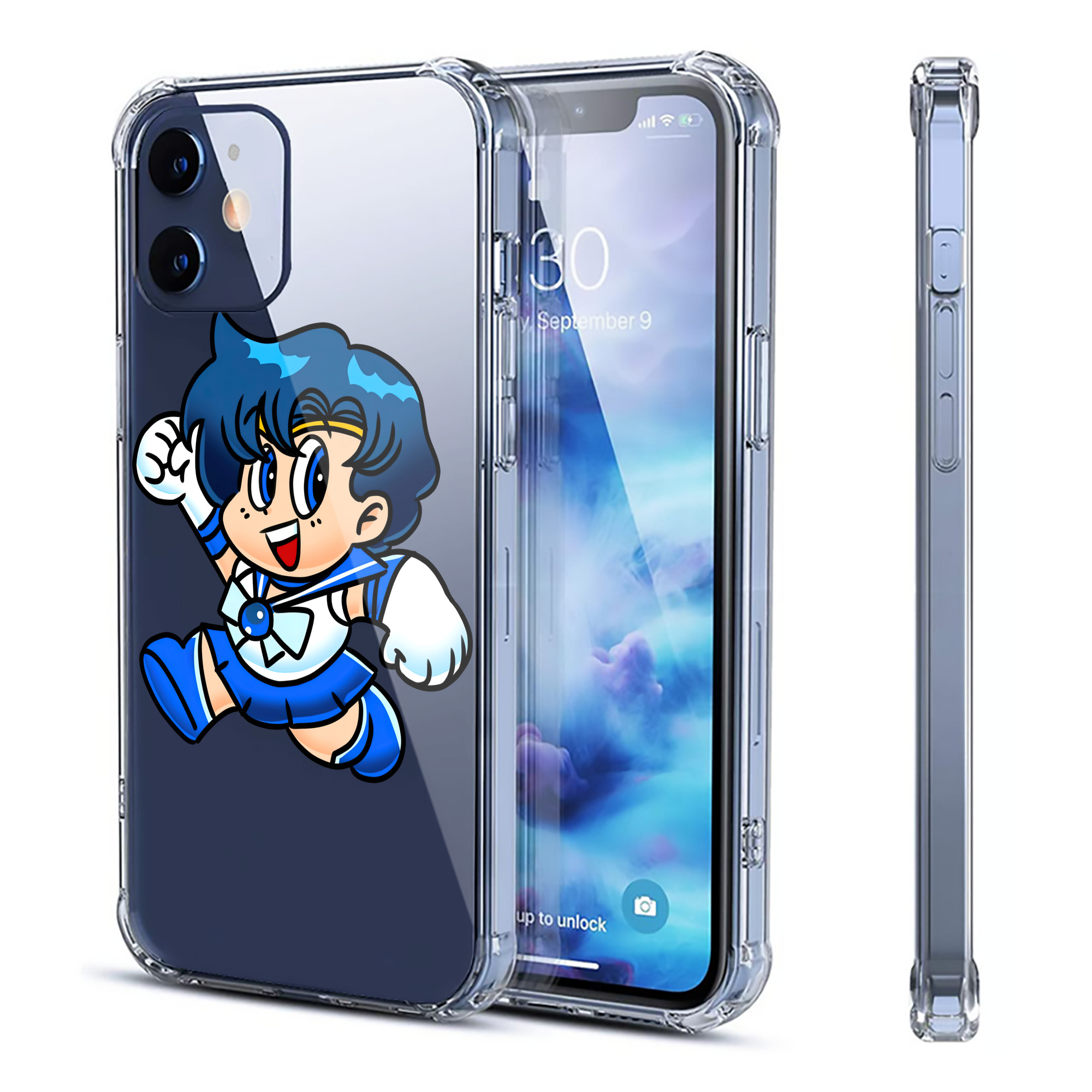 （画像用） 美少女戦士セーラームーン 水野 亜美 みずの あみ Sailor Moon Mizuno Ami 【iPhone 12シリーズ対応】透明スマホケース（クリアソフトケース）